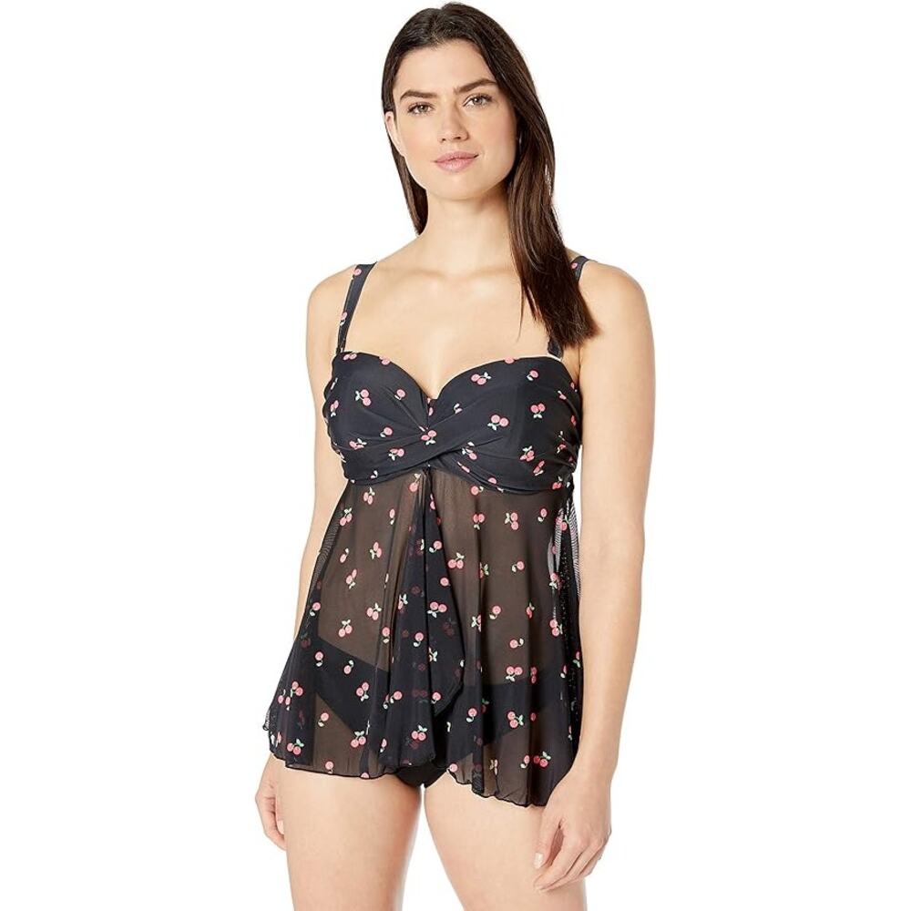 Smart & Sexy Women's 44D Cherry Full Busted Ruffle Twist Bandeau Tankini J14-23